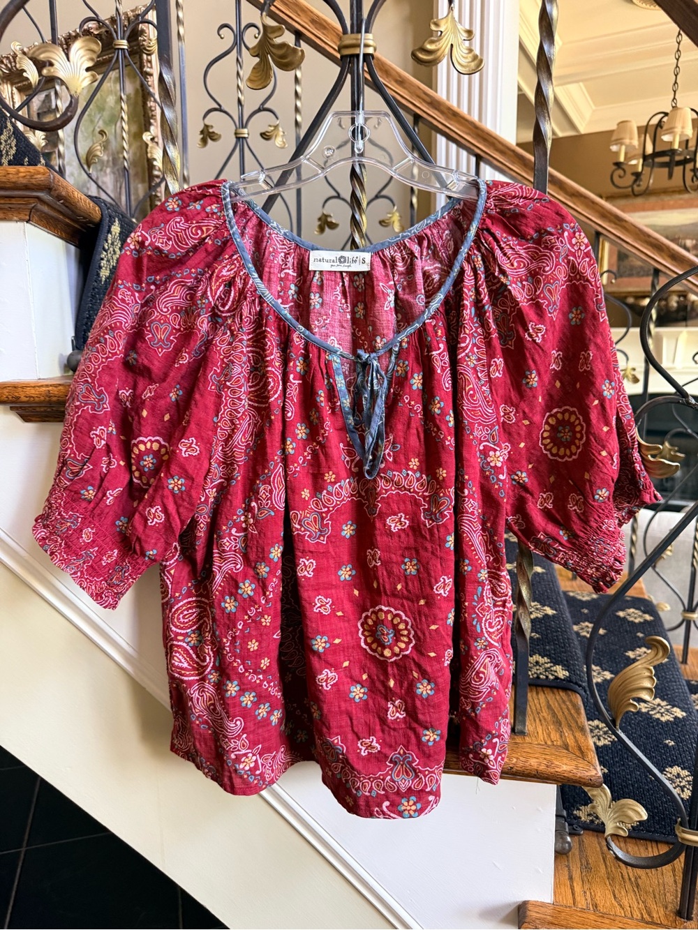 Natural Life Paisley Boho Peasant Top